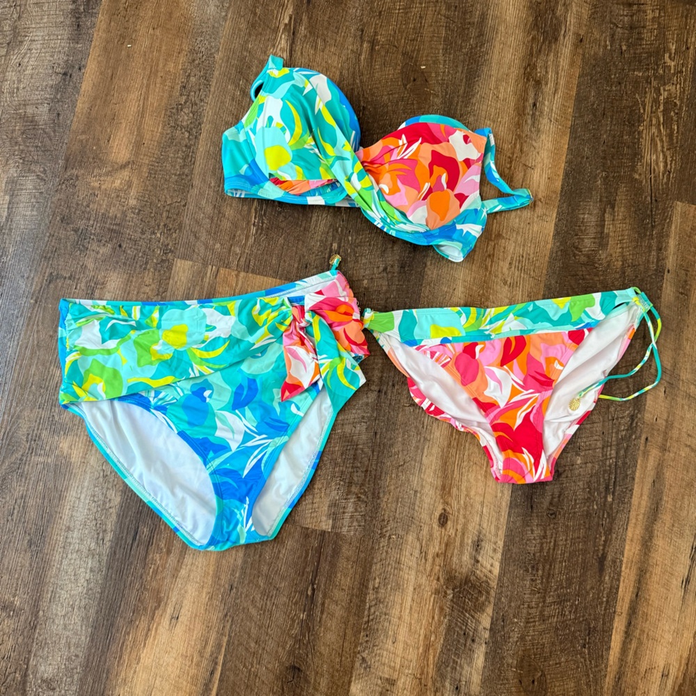 Bleu Rod Beattie 3 piece Colorful Floral Bikini - Picture 7 of 13